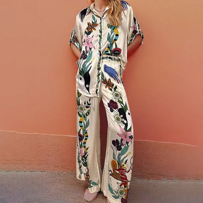 Vibrant Colorblock Wide-Leg Two-Piece Set