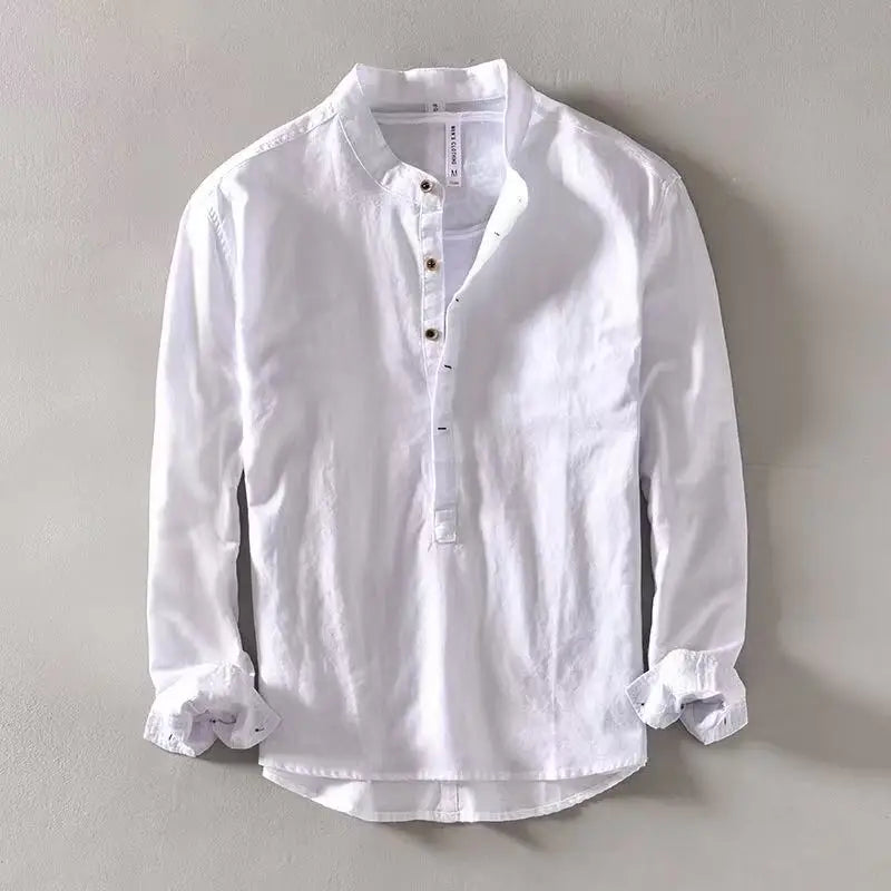 Linen Stand Collar Shirt