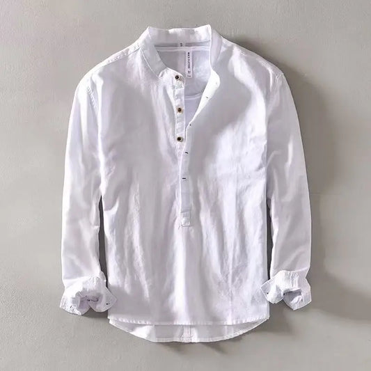 Linen Stand Collar Shirt