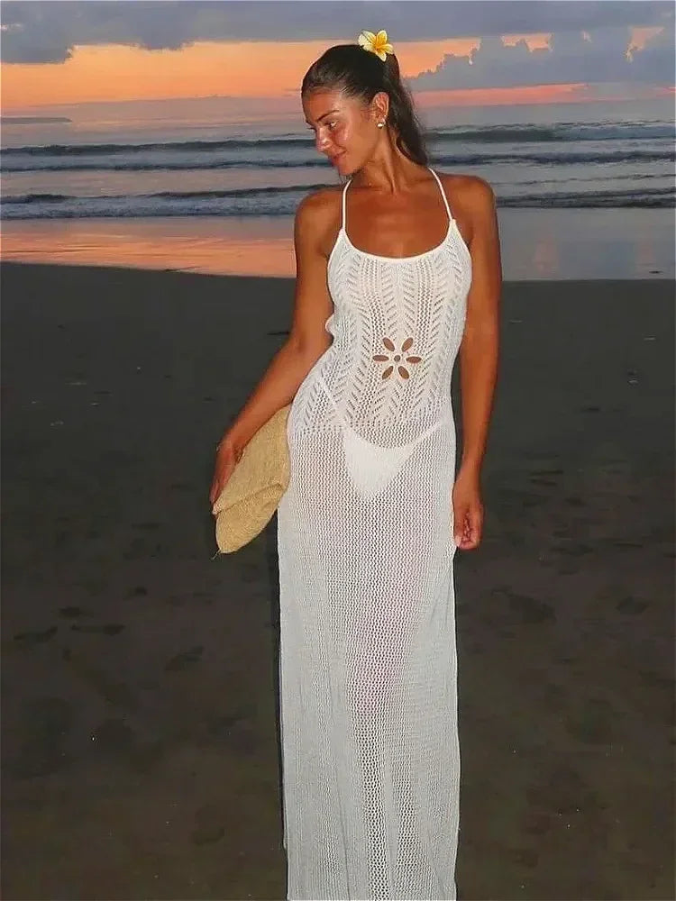 Mesh Knit Bikini Cover-Up Dress