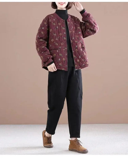 Loose Fit Retro Printed Cotton Jacket