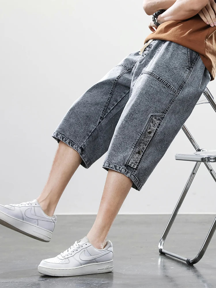 Men’s Washed Denim Capri Shorts