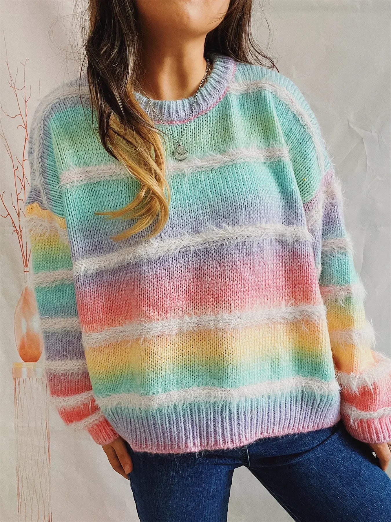 Cozy Gradient Stripe Knit Sweater
