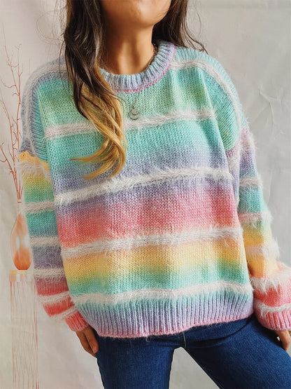 Cozy Gradient Stripe Knit Sweater