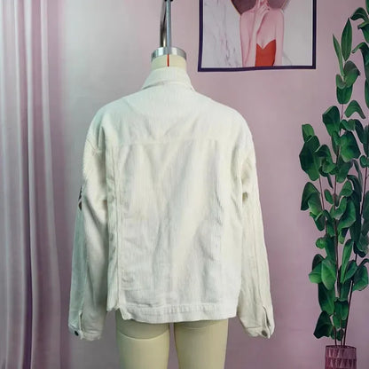 Glow Play Corduroy Sequin Varsity Jacket
