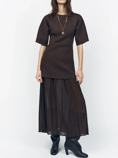 Elegant Pleated Tulle Patchwork Dress