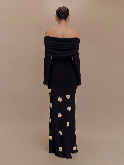 Rose Gaze 3D Floral Knit Dress