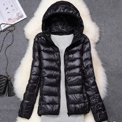Women's Lightweight Hooded Duck Down Puffer Jacket