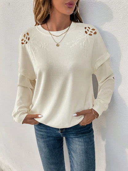 Elegant Bloom Embroidered White Top