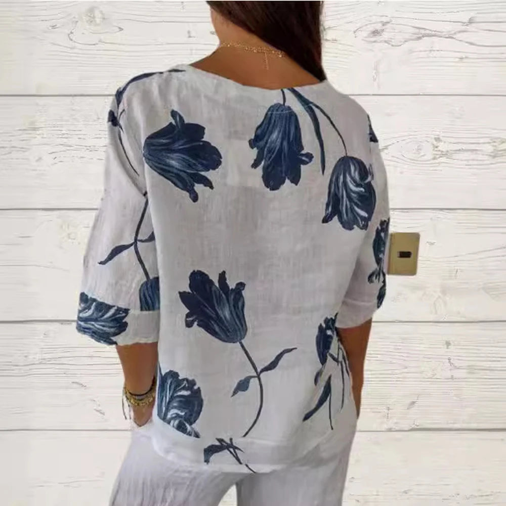 Meadow Breeze Cotton Linen Blouse