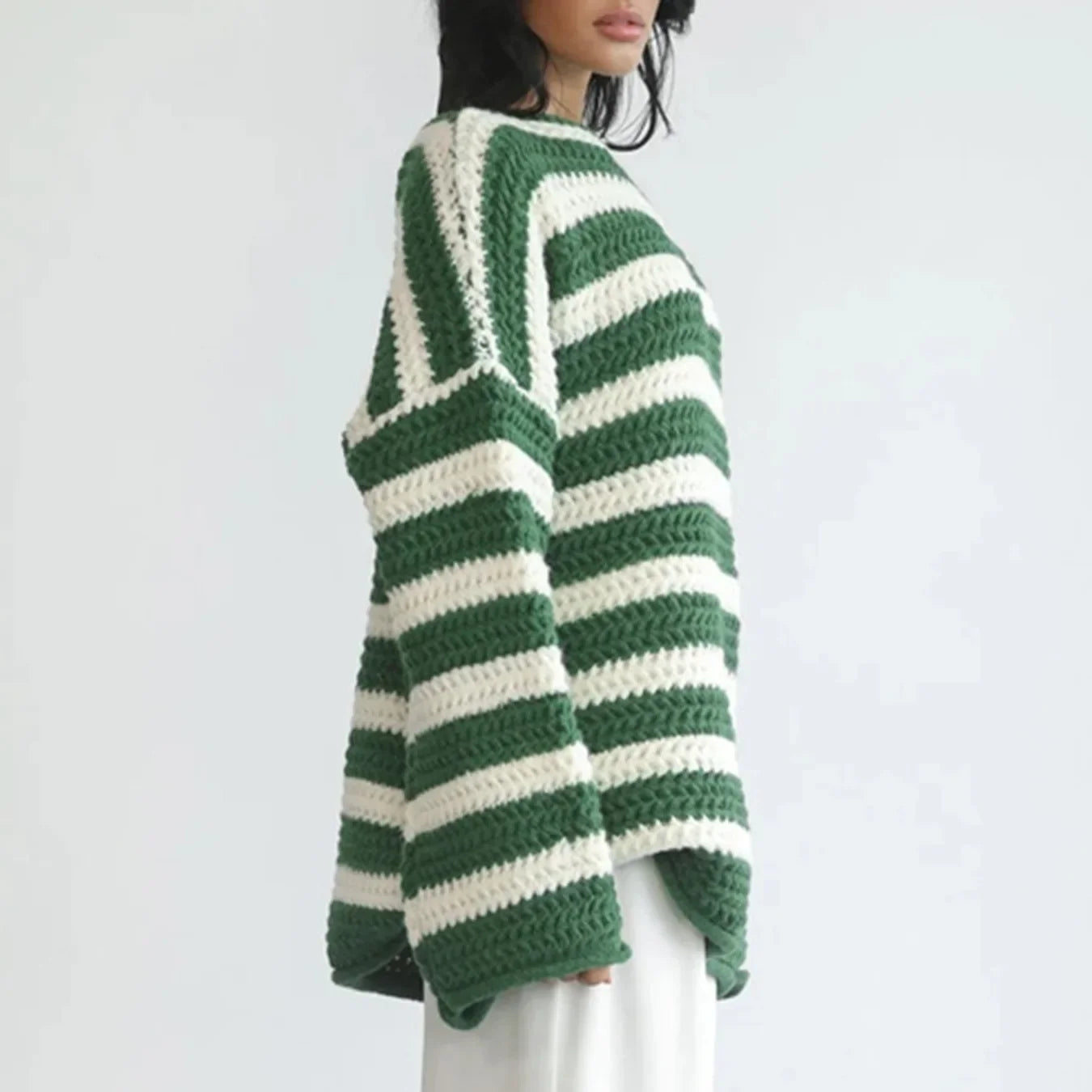 Autumn Stripes V-Neck Knit Pullover