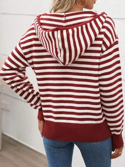 Retro Striped Zip-Up Hoodie