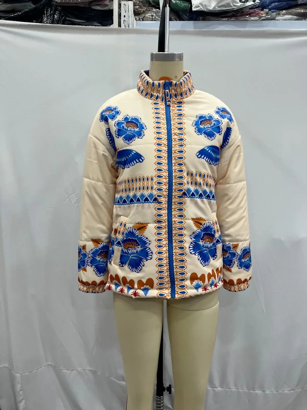 Vivid Charm Printed Lapel Jacket