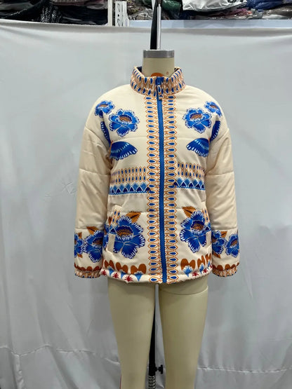 Vivid Charm Printed Lapel Jacket