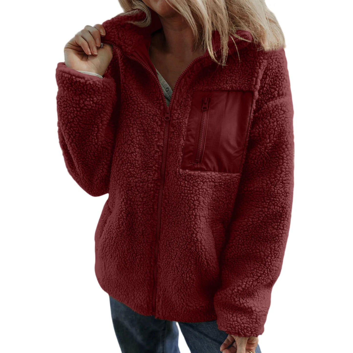 Winter Trendy Full-Zipper Fleece Jacket for Women