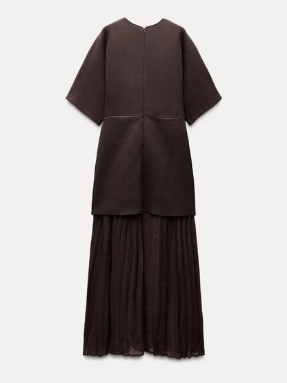 Elegant Pleated Tulle Patchwork Dress