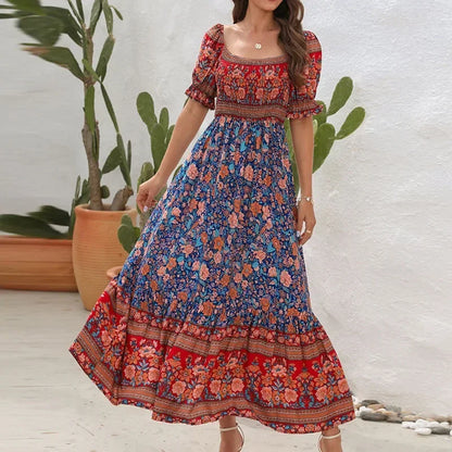 Sunlit Garden Pleated Boho Sundress