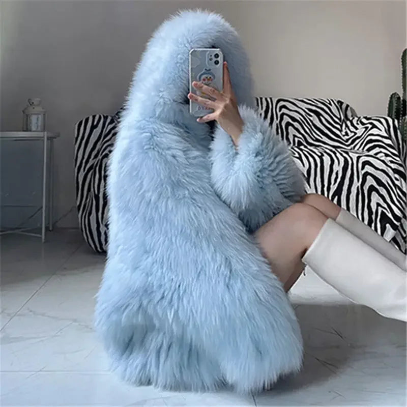 Fur Mist Hooded Splice Jacket