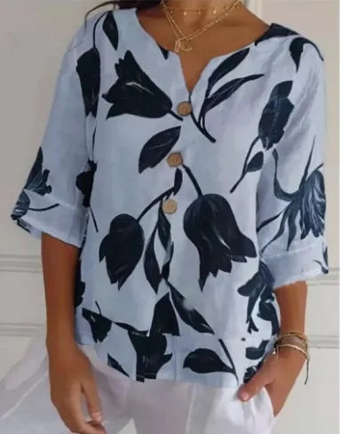 Meadow Breeze Cotton Linen Blouse