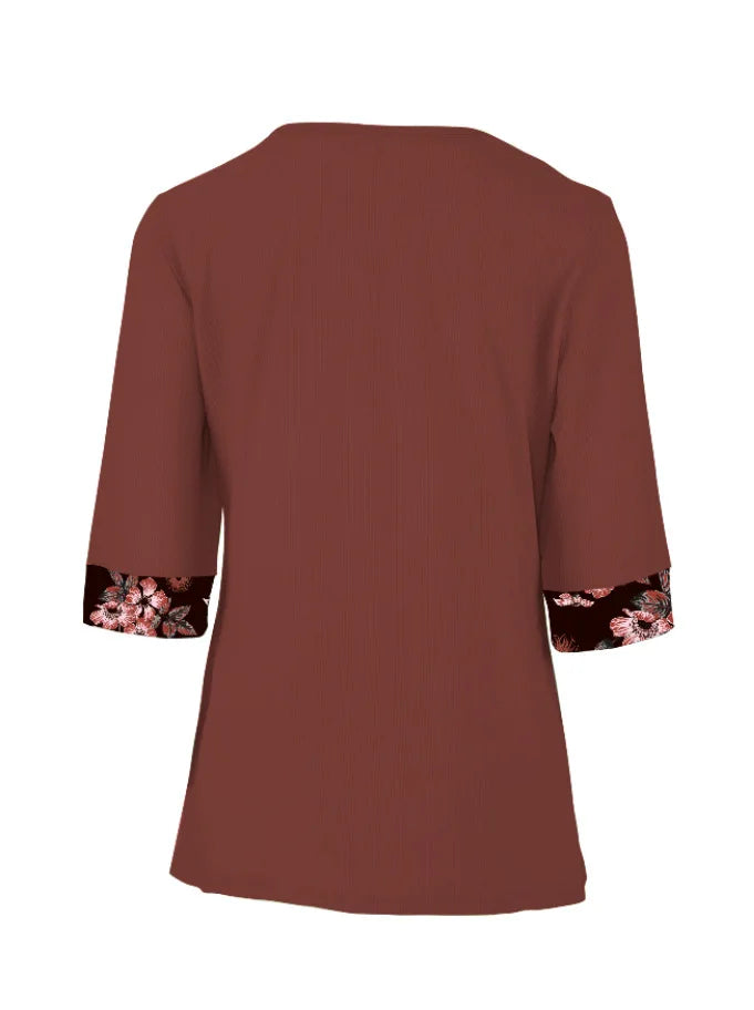 Layered Bloom Splice Casual Top