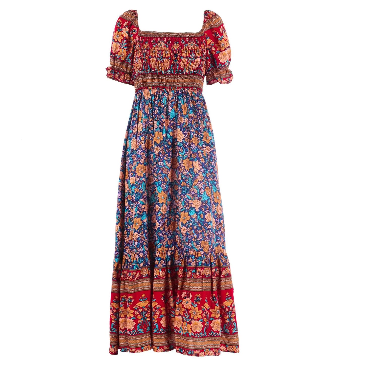Sunlit Garden Pleated Boho Sundress