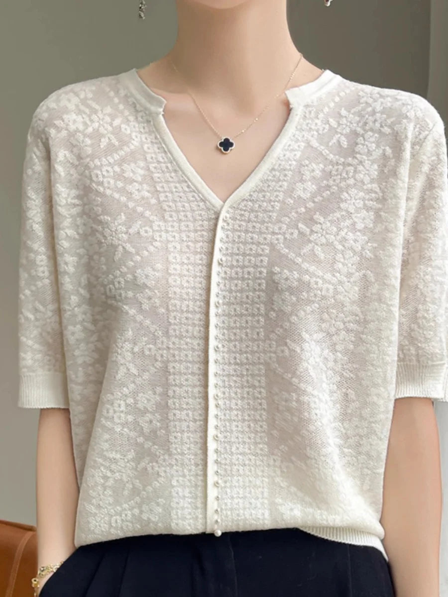 V-Neck Knitted Summer Top