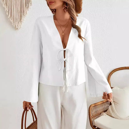 INS Style Cotton V-Neck Top