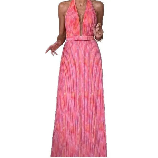 Elegant Deep V Backless Evening Dress