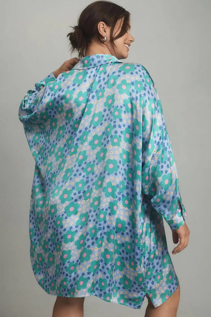 Chic Doodle Print Cardigan Dress