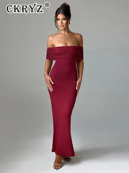 Sexy Strapless Backless Bodycon Maxi
