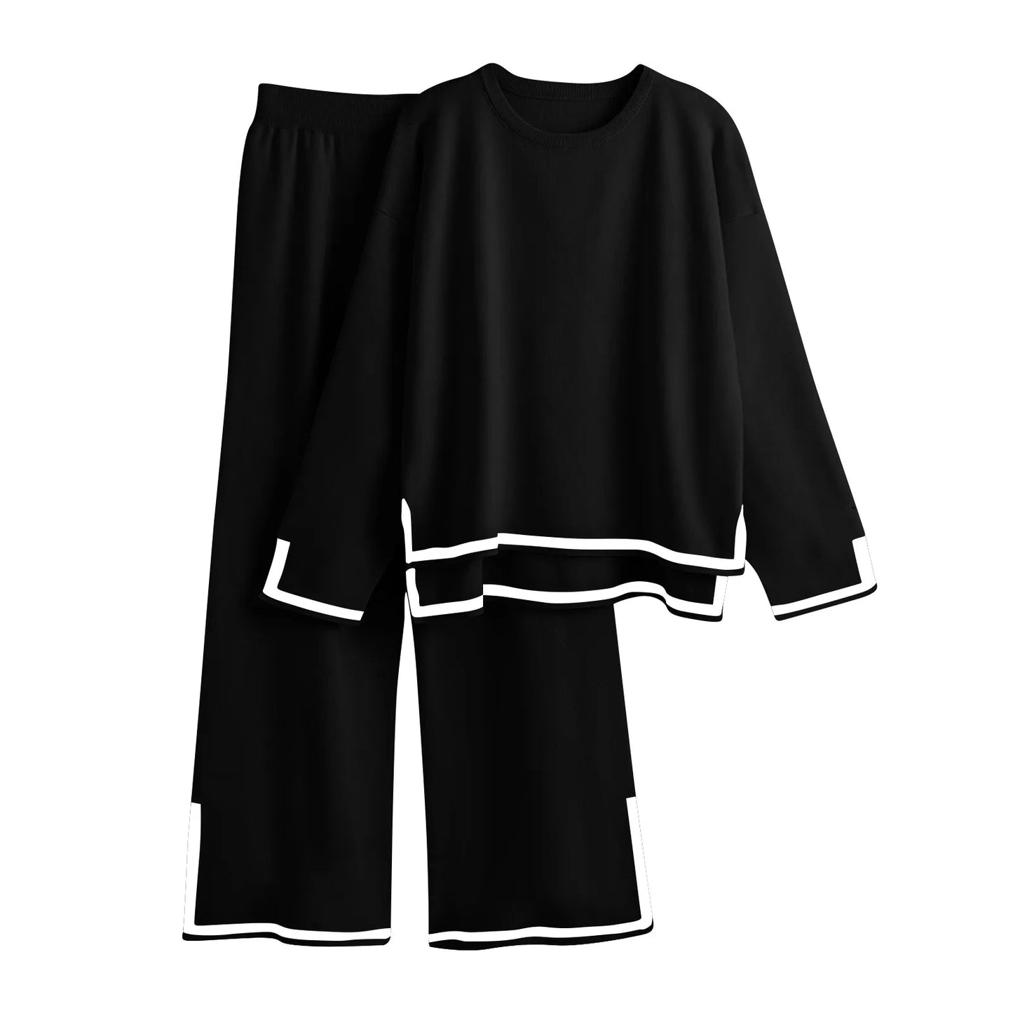 Knitted Women’s Trousers Suit — Two-Piece Set