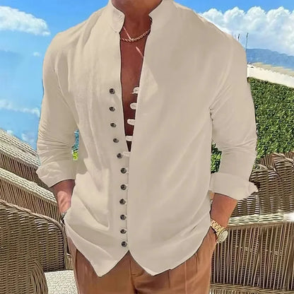 Breeze Form Linen Button Shirt Men