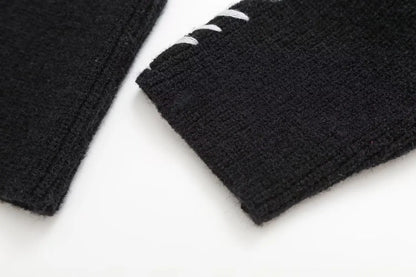 Contrast Knit O-Neck Sweater