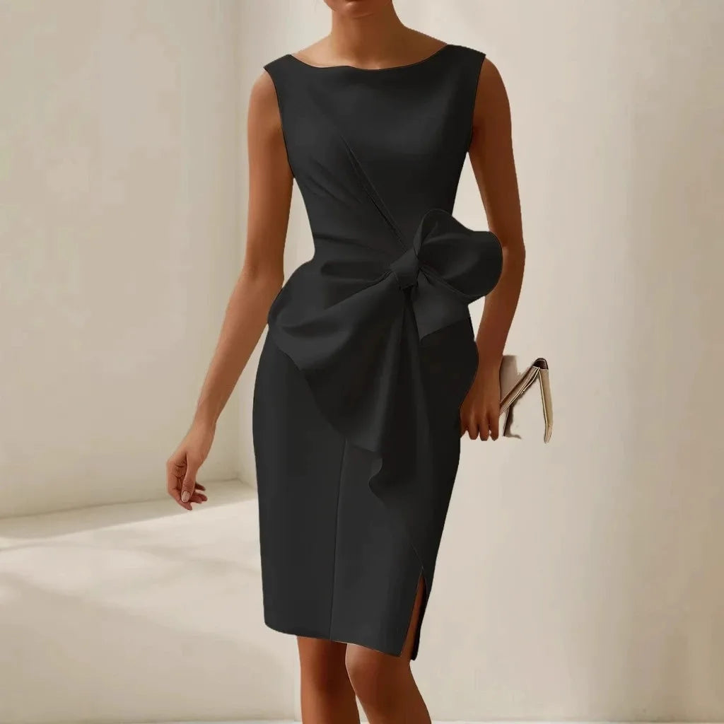 Elegant Hollow Waist Midi Dress