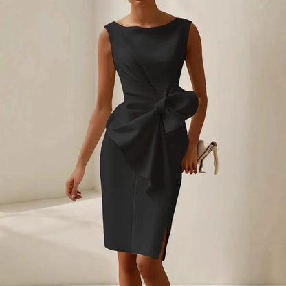Elegant Hollow Waist Midi Dress