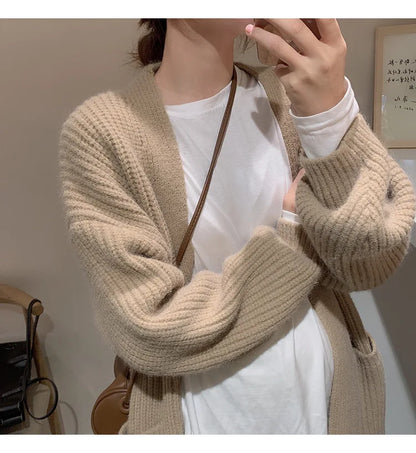 Plush Wave Maxi Knit Pocket Cardigan