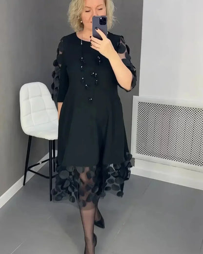 Elegant Plus-Size Bell Sleeve Dress