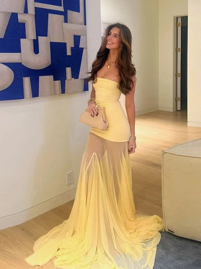 Mystic Mesh Strapless Dress