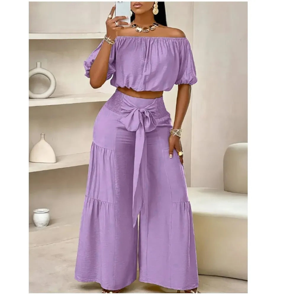 Luxe Curve One-Shoulder Pants Set