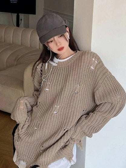 Grunge Knit Distressed Loose Pullover