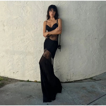 Sexy Lace Backless Maxi Dress