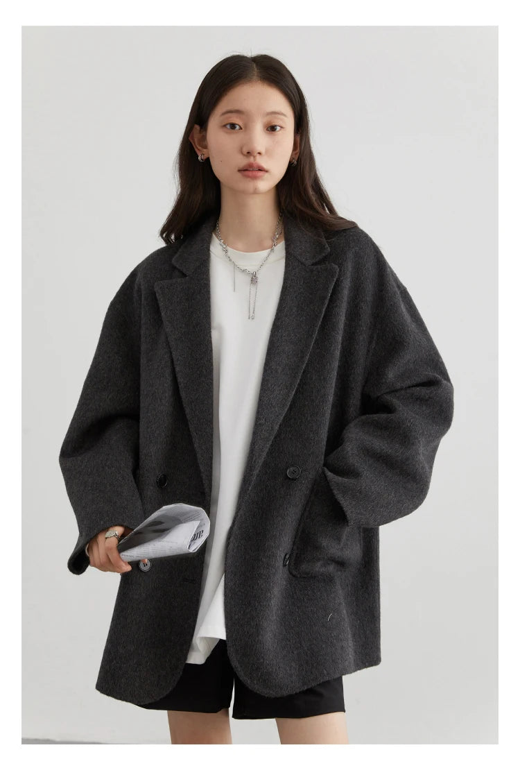 Women’s Luxury Wool-Blend Long Coat