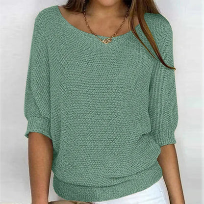 Elegant Spliced Knit Sweater for Women