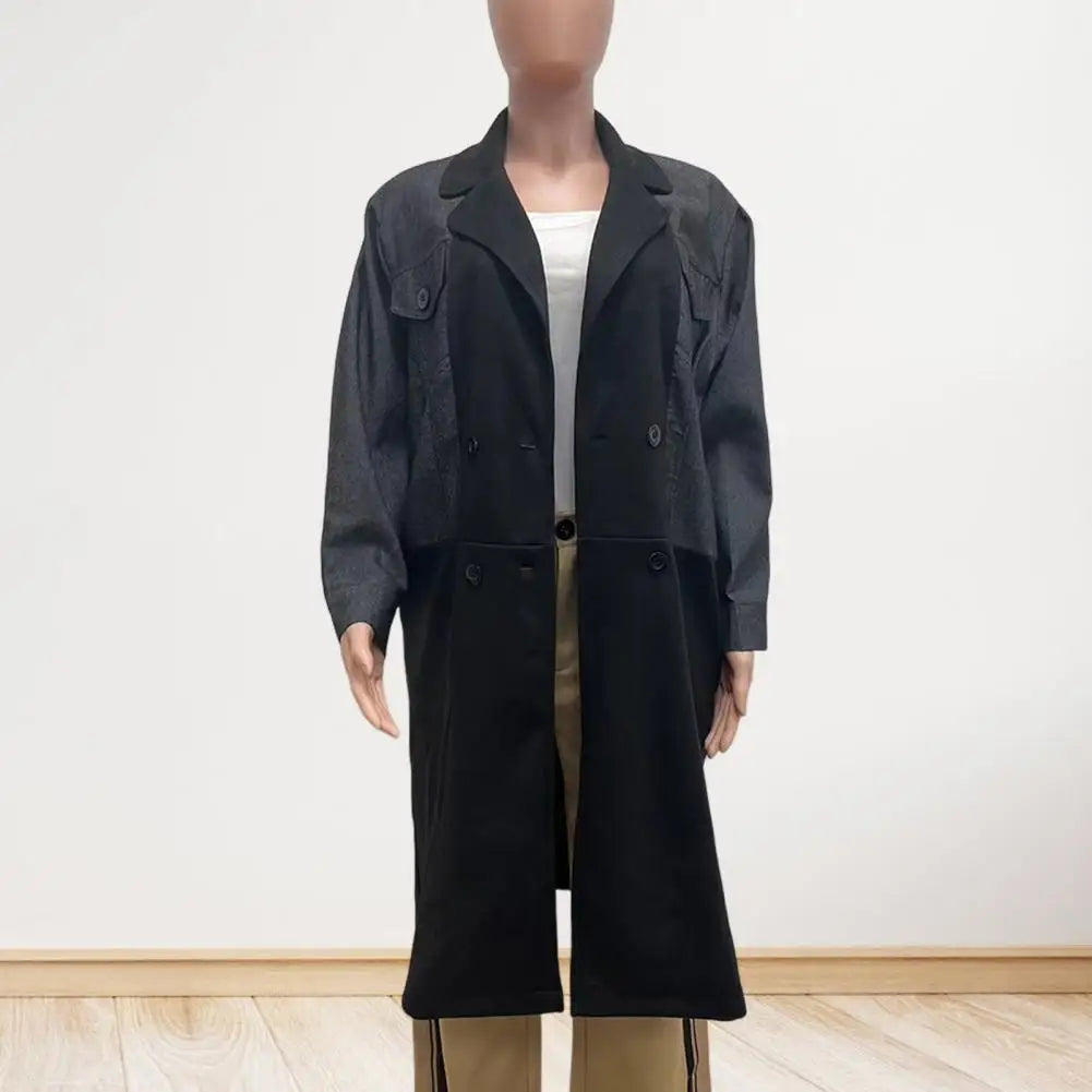 Color block Patchwork Denim Coat