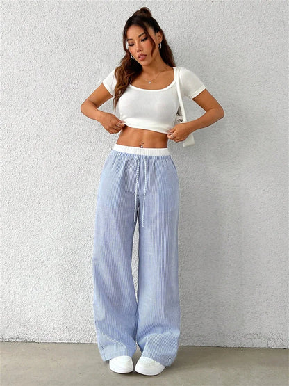 Striped Wide Leg Woven Pants