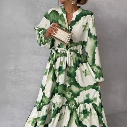 Floral Grace V-Neck A-Line Dress