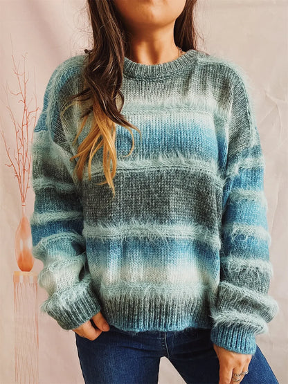 Cozy Gradient Stripe Knit Sweater