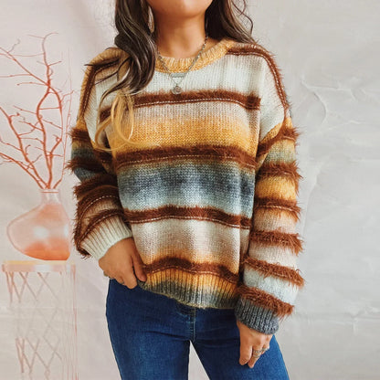 Cozy Gradient Stripe Knit Sweater