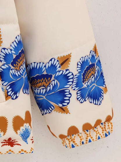 Vivid Charm Printed Lapel Jacket