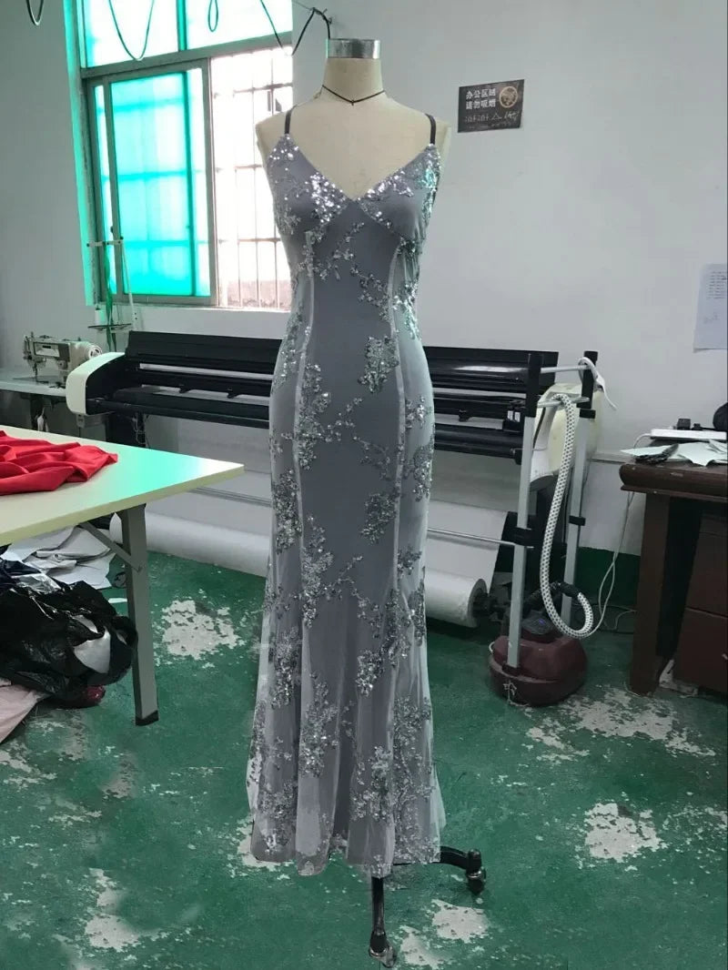 Starluxe Sequin Mesh Evening Gown